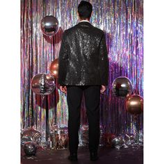 Concise tailoring, unique shiny glitter sequin design and one button closure, generous design, showing the elegant charm of yourself. Wonderful party style great for being matched with dress shirts and suit pants for a performing look. Suitable for multiple occasions such as nightclubs, performance costumes, birthday parties, hip-hop, music festivals, Christmas, Halloween, etc. Sparkly Party, Sequin Blazer, Sports Coat, Lightweight Blazer, Sequin Design, Tuxedo Wedding, Party Style, Music Festivals, Striped Blazer