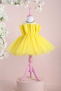 Eliza Yellow Party Dress Yellow Tulle Dress, Yellow Party Dress, Silver Flower Girl Dress, Toddler Girl Christmas Dresses, Yellow Party Dresses, Girls Gold Dress, Custom Design Dress, Purple Flower Girl Dress, Girl Green Dress