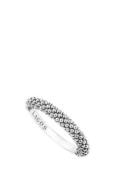 LAGOS Caviar Stacking Ring | Nordstrom Elegant Sterling Silver Stackable Engraved Ring, Stackable White Gold Engraved Ring In Fine Jewelry Style, Elegant Stackable Engraved Sterling Silver Ring, White Gold Engraved Stackable Ring Fine Jewelry, Stackable Engraved White Gold Ring In Fine Jewelry Style, White Gold Stackable Engraved Ring, Stackable Engraved White Gold Ring, Elegant Silver Stackable Rings, Silver Stackable Dome Ring For Wedding