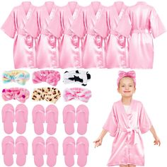 PRICES MAY VARY. Spa Party Set: you will receive 6 pieces of spa ropes for kids in size 8, 6 pieces of skincare headbands of different styles and 6 pairs of average size disposable slippers, which are sufficient for you to wear and share with your friend and family on a spa day Reliable Materials: the spa robes for girls party are mainly made of soft polyester fabric, the face wash headband is mainly made of soft fleece, and the pedicure slippers are mainly made of EVA material and make it comfo Pedicure Wedding, Spa Day Birthday Party, Spa Birthday Cake, Spa Party Decorations, Spa Day Party, Birthday Sleepover Ideas, Kids Spa Party, Kids Salon, 8 Birthday