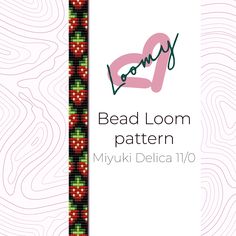 the bead loom pattern is shown in red and green