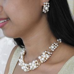 $24.90 - Beautiful Pearls Jewelry Set Of White Necklace And Earrings (Stunning) #jewelry #jewelrysets #pearls Pearl White Jewelry With Pearl Pendant For Party, Party Jewelry With Pearl Pendant And Round Beads, Feminine White Pearl Necklace For Parties, White Pearl Pendant Necklace For Party, Formal Pearl Jewelry Sets, White Bridal Necklace With Matching Earrings For Party, Feminine Beaded Pearl Jewelry, Pearl Pendant Jewelry For Party, White Pearl Pendant Jewelry For Party