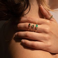 Emerald Lexie Ring Multi Band Ring, Jennie Kwon, Copper Ring, Gemstone Engagement, Bridal Bracelet, Copper Rings, Emerald Jewelry, Gemstone Engagement Rings, American Jewelry