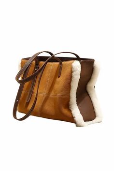 Brown Shearling Leather Tote Fibflx European Elegance, Matte Texture, Leather Care, Winter Season, Chocolate Brown, Leather Tote, Calf Skin, Leather Bag, Autumn Winter