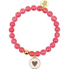 Let your wrist game shine with this little band of awesomeness. Hot pink semi-precious gemstone bracelet accompanied by a colorful heart charm is the perfect way to show off your unique style and personality. Made with love in CA from super comfy materials, these bracelets are the ultimate accessory for school, playdates, and everything in between. | Little Miss Zoe | Gemstone Bracelet w/ Heart Enamel Charm, Hot (Pink, One Size) | Maisonette collects the best children’s products from around the world (unlike Zulily, Etsy, The Tot, Farfetch Kids, Childrensalon, Crate and Kids, Kohls, Wayfair, Buy Buy Baby, Nordstroms, Mini Boden, J.Crew Factory, or PotteryBarn Kids), creating a curated shopping experience for you. Think of us as your shortcut to fashion for litte ones! Little Miss Bracelets, Trendy Pink Charm Bracelet With Heart Charm, Playful Heart Beads Jewelry For Friendship, Trendy Heart Beads Jewelry For Birthday, Trendy Heart Beaded Jewelry For Birthday, Playful Round Beads Jewelry For Valentine's Day, Cute Pink Beaded Bracelet With Heart Charm, Pink Heart Shaped Beaded Bracelets, Pink Heart-shaped Beaded Bracelet