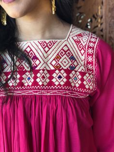 This Beautiful Mexican 3/4 length sleeve blouse is comfortable and stylish. The embroidered collar is made on a Waist Loom. (See the second picture) Traditional Embroidered Tunic Peasant Top, Long Sleeve Blouse With Geometric Embroidery, Folk Style Long Sleeve Top With Geometric Embroidery, Red Long Sleeve Blouse With Intricate Embroidery, Festive Long Sleeve Dress With Embroidered Neckline, Cotton Blouse With Geometric Embroidery, Long Sleeve Blouse With Multicolor Geometric Embroidery, Cotton Long Sleeve Blouse With Geometric Embroidery, Geometric Embroidered Long Sleeve Cotton Blouse