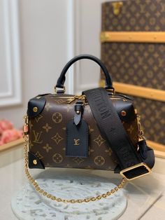 LV Petite Malle Souple Monogram Canvas Black For Women Louis Vuitton Petite Malle, Luxury Bags Collection, Embroidered Handbag, Trunk Bag, Lv Bags, Jewelry Luxury, Anime Dress, Lv Handbags, Expensive Jewelry