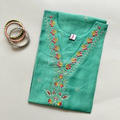 Please Read the listing detail before ordering. If you have any questions regarding sizing please please reach out to us. Beautiful  Sage Green    Reva silk Kurti  with Thread  embroidery  and beautiful floral embroidery all over Kurti  Sleeves: 3/4th  Fabric: Reva Silk  combination of Rayon and Linen feel to it.  Neck line is V-neck  Sizes   Medium 38  Large      40  XL           42  XXL         44 3XL          46  4XL          48 5XL          50  40" in length  3/4th sleeves  ⚠️Dupatta , and P Green Silk Kurta With Embroidered Border, Festive Green Kurta With Floral Embroidery, Green Silk Set With Floral Embroidery, Pista Green Straight Kurta With Floral Embroidery, Green Straight Kurta With Floral Embroidery, Pista Green Chanderi Kurta With Floral Embroidery, Green Floral Embroidered Straight Kurta Set, Pista Green Resham Embroidered Kurta For Spring, Pista Green Traditional Wear With Floral Embroidery For Spring