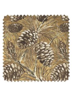 pinecones linen fabric by nathan turner gold Woodin Fabrics, Earthy Tones Fabrics, Earth Tone Fabric Swatches, Cabin Fabric By The Yard, Woodland Fabric By The Yard, Cozy Basement, Vintage Polaroid, Matching Wallpaper, Pine Cones