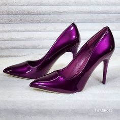 Patent Approx. 4.5" High Heel Pumps Pointy Toe With A Cushioned Foot-Bed New In Box And Runs True To Size Hot Pink High Heels, Velvet Shoes, Velvet Heels, Womens Stilettos, Ankle Heels, Rhinestone Heels, Pointed Heels, Violet Purple, Retail Box