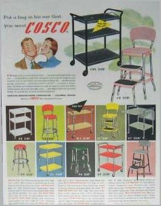 an advertisement for the cosco furniture line, featuring two children's barstools and