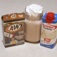 the ingredients to make a chocolate milkshake are shown