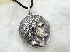 Very rare and absolutely hand carved Perseus sterling silver big coin necklace, Amphipolis rare coin pendant, Big protection coin, Powerful lucky jewelry, Greece coinage, precious coin. Kings of Macedon. Perseus, 179-168 BC. Tetradrachm (Silver, 25.5 mm, 14gr.), of Attic weight, Pella or Amphipolis, c. 173-171. Diademed head of Perseus to right. Rev. ΒΑΣΙΛΕΩΣ ΠΕΡΣΕΩΣ Eagle with spread wings standing right on thunderbolt; above and to right, monogram of ΖΩ; between legs, monogram of ΛΩ; all withi Lucky Jewelry, Rare Coins, Coin Necklace, Coin Pendant, Pure Silver, Pocket Watch, Jewelry Necklace Pendant, Hand Carved, Jewelry Necklaces