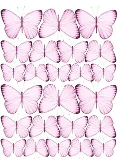 pink butterflies are arranged in rows on a white background, each with one individual's own image