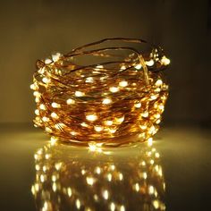 a string of lights that are on top of a table