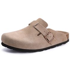 PRICES MAY VARY. Classic Suede Clogs: The no-stitch soft upper is crafted from high-grade genuine suede, classic outlook design with retro-style bronze buckles perfect for complementing various outfits, from casual jeans to formal suits. Step into comfort and style with these women's clogs! Ultimate Comfort: The flexible cork footbed with a deep heel cup molds to your feet, providing personalized arch support that relieves foot pressure, while the suede-lined footbed is cushioned and sweat-absor