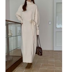 ▶ Colors ◀ Beige Black ▶ Size ◀ One size(Free) ▶ Fabric ◀ Acrylic  ▶Size Spec◀ Total Length : 130cm Chest : 55cm(Around 110cm as circular) -------------------------------------------- ▶ SHIPPING Information ◀ Delivery usually takes 10~15 business days. (Korea Post EMS) Even it is express shipping, recently it is not easy to get air space flexibly. Please, kindly wait a bit and be patient for us. *Delivery cost different from each country* -------------------------------------------- ▶ Exchange & Long Beige Sweater Dress For Fall, Elegant Beige Sweater Dress For Winter, Beige Turtleneck Dress For Winter, Winter Beige Turtleneck Dress, Beige Turtleneck Winter Dress, Elegant Cream Sweater Dress For Fall, Beige Turtleneck Sweater Dress For Winter, Beige Knee-length Midi Dress For Winter, Cozy Knitted Beige Dresses