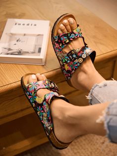 Experience unbeatable comfort and style with the Maibulun double strap slingback footbed sandal. The classic design provides maximum support and stability, making it the perfect choice for all-day wear. The stylish tropical floral prints adds a touch of elegance to any outfit. Upgrade your footwear game with these must-have sandals. 0.59" inch heel Slip-on / buckle closure with secure slingback strap Hard Cushioned footbed Man-made leather upper Man-made lining EVA sole Adjustable Strap Slip-on Footbed Sandals For Vacation, Comfortable Slingback Sandals With Double Adjustable Straps, Comfortable Double Strap Sandals For Vacation, Comfortable Double Strap Footbed Sandals For Summer, Comfortable Slingback Footbed Sandals With Adjustable Strap, Comfortable Double Strap Slingback Sandals, Casual Adjustable Double Strap Footbed Sandals, Casual Multicolor Slingback Sandals, Double Strap Cushioned Footbed Sandals For Beach