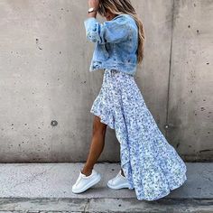 Elegant Temperament Flowy Irregular Skirt Women Fashion Draped Ruffle Long Skirts Spring Summer New Flower Print Party Skirt Xl Ruffle Long Skirt, Asymmetrical Maxi Skirt, Country Concert Outfits, Fashion Draping, Stile Boho Chic, Look Boho Chic, Y2k Girls, Long Skirt Summer, Printed Long Skirt