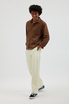 Essential chino pants in a relaxed & baggy skate fit silhouette. Chinos in 100% cotton with a straight leg fit. Features UO Turbo baggy skate chino Relaxed fit chino pants Mid rise waist Zip fly; button closure Straight leg openings Content + Care 100% Cotton Machine wash Imported Size + Fit Model in Slate is 6’1.5" and wearing size 32/32 Measurements taken from size 32/32 Rise: 11" Inseam: 32" Leg opening: 9" | Urban Outfitters UO Turbo Baggy Skate Chino Pant in Bright Yellow, Men's at Urban Ou Straight Leg Chinos With Welt Pockets For Streetwear, Straight Leg Chino Cotton Twill Chinos For Streetwear, Straight Leg Chino Twill Chinos For Streetwear, Straight Leg Chinos For Streetwear, Relaxed Fit Straight Chinos For Streetwear, Streetwear Chinos With Pockets And Straight Hem, Relaxed Fit Chinos For Streetwear With Straight Hem, Straight Hem Chinos For Streetwear With Pockets, Urban Outfitters Casual Relaxed Fit Pants