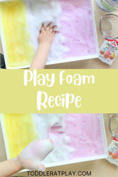 play foam recipe for toddlers to make with their hands and feet in the process