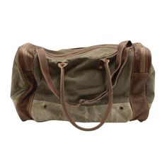 Robust and hard wearing Canvas and Leather Duffel Bag, with a functional lightweight design. Hand crafted in India by skilled artisans. Features: *Large zip close main pocket, with small zip pocket *Two spacious zipped end pockets *Adjustable leather shoulder strap *Leather handles and detailing *Unisex design *Perfect overnight bag *Lightweight *Size: 60 (L) x 28 (W) x 37 (H) cm Functional Canvas Bags With Zipper Closure, Khaki Satchel Bag With Zipper Pocket, Outdoor Brown Shoulder Bag With Zipper Closure, Practical Canvas Shoulder Bag With Zipper Closure, Brown Outdoor Shoulder Bag With Zipper Closure, Everyday Rectangular Duffle Bag With Leather Trim, Outdoor Brown Bags With Zipper Pocket, Outdoor Canvas Tote Bag With Zipper Closure, Outdoor Canvas Bags With Zipper Closure