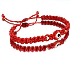 Hand-Made Red String Bracelet With An Evil Eye For Wrist Sizes 6 To 9 Inches, With An Easy To Use Zip Like Function To Fit Your Wrist. Made From High Quality Red String, It Will Be Sure To Last. Wearing An Evil Eye As An Amulet Is Believed To Provide Protection Against Evil Forces. The Evil Eye Meaning Has Symbolism In Almost Every Country In The World And In Every Religion. Each Bracelet Is Carefully Handcrafted And Give Proper Time To Ensure Quality. Red Adjustable Casual Jewelry, Red Adjustable Casual Beaded Bracelets, Casual Red Braided Bracelets As Gift, Casual Red Adjustable Beaded Bracelets, Casual Red Resizable Jewelry, Casual Red Beaded Bracelets With Sliding Knot, Red Adjustable Friendship Bracelets For Beach, Red Adjustable Beaded Bracelets For Friendship, Casual Red Beaded Bracelet With Sliding Knot