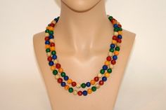 60s Retro Necklace with Large Colorful Beads - Vintage 1960s Colorful Necklace Big Beads - Big Candy Necklace - Vintage 1960s Necklace Retro by DressLikeAudrey on Etsy 1960s Necklace, Colorful Beaded Necklace, Retro Necklace, Candy Necklace, Candy Necklaces, Necklace Big, Colorful Necklace, 60s Retro, Colorful Jewelry