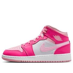 (GS) Air Jordan 1 Mid 'Fierce Pink' FD8780-116 (AJ1/SNKR/Retro/Mid Top/Non-Slip/Basketball/Shock-absorbing) Jordan 1 Colors, Air Jordan 1 Mid Gs, Mid Top, Air Jordan 1 Mid, Jordan 1 Mid, Sneaker Collection, Air Jordan 1, Nike Air Jordan, Nike Air Force