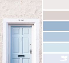 the door is painted in blue and gray