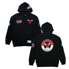 Buy Men's Chicago Bulls City Collection Fleece Hoody by Mitchell & Ness Black - Swaggerlikeme.com Script Embroidery, Black Men Fashion Swag, Embroidered Felt, Black Men Fashion, Mitchell & Ness, Chicago Bulls, Team Colors, Men Fashion, Screen Print