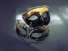 Our gold and black couples masquerade mask pair is sure to make your outfit pop at any special event or occasion! S H I P P I N G  -   Processed same day or within 24 hours.  1-2 day guaranteed delivery services offered, add items to cart and click on shipping tab for rates.  Pls leave a check out note with your need date & contact number (especially for expedited and custom orders)     Msg for delivery time frames (Include your state/country).  I N C L U D E D Masks come with matching double si Gold Venetian Masquerade Mask For Halloween, Venetian Gold Masquerade Mask For Halloween, Gold Masks For Halloween Costume Party, Gold Eye Mask For Halloween Masquerade, Gold Masquerade Mask For Theater And Carnival, Gold Masquerade Mask For Mardi Gras Theater, Elegant Gold Masquerade Mask For Theater, Venetian Gold Mask For Party, Gold Venetian Mask For Party