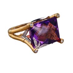 ~ Just purchased inventory of a high end boutique in Europe. All Carrera items are brand new/old stock, with tags removed for photographing. Current retails are significantly higher than noted on tags. Come with box and COA card ~ An 18k yellow gold ring by Carrera y Carrera, set with an amethyst and 0.42ct of G/VS diamonds. Current retail is €11,290. DESIGNER: Carrera y Carrera MATERIAL: 18k Yellow Gold GEMSTONES: Diamond, Amethyst DIMENSIONS: Size 7.5. Top is 22mm x 18mm MARKED/TESTED: CyC, Serial Number, 750 WEIGHT: 16.7 grams CONDITION: New; Old Stock. Comes with Packaging. Luxury Purple Amethyst Rectangular Ring, Luxury Purple Amethyst Ring, Rectangular Shape, Luxury Purple Rectangular Amethyst Ring, Luxury Rectangular Amethyst Ring, Luxury Rectangular Amethyst Ring For Gift, Luxury Rectangular Amethyst Ring Gift, Luxury Rectangular Amethyst Ring As A Gift, Luxury Polished Amethyst Ring Gift, Luxury Amethyst Ring With Diamond Accents As Gift