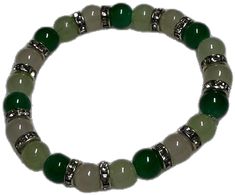 Elegant Green Stretch Bracelet With Gemstone Beads, Casual Green Gemstone Bead Jewelry, Casual Green Beaded Bracelets With 8mm Beads, Green Beaded Bracelets With Silver Beads For Gifts, Casual Green Gemstone Beads Jewelry, Green Bracelets With Silver Beads As Gift, Green Beaded Stretch Bracelet For Healing, Green Jade Stretch Bracelet For Healing, Casual Green Jade Jewelry