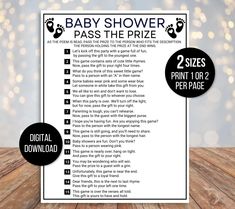 baby shower pass the prize printable