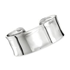 Ross-Simons - Italian Sterling Silver Polished Cuff Bracelet. 8". Embrace the beauty of simplicity. Made in Italy of polished sterling silver, our shining cuff bracelet makes an alluring statement that is impossible to be overlooked. 1" wide. Slip-on, sterling silver cuff bracelet. Silver Wrist Cuff, Silver Cuff Bracelet For Women, Elegant Open Band Bracelet With Polished Finish, Modern Silver Cuff Bracelet With Shiny Finish, Sterling Silver Polished Cuff Bracelet, Elegant Open Cuff Bangle With Polished Finish, Polished Sterling Silver Open Cuff Bracelet, Classic Shiny Finish Cuff Bracelet For Formal Occasions, Polished Wide Band Cuff Bracelet