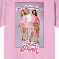 Celebrate your love for the cult classic with the Mean Girls "On Wednesdays We Wear Pink" T-shirt. This vibrant neon pink crew neck features a playful design with magazine cut-out words and a collage of memorable symbols and phrases from the movie. Perfect for any fan looking to showcase their fandom in style!

- Size: Large
- Color: Neon Pink
- Material: Cotton
- Gender: Female
- Age Group: Kids
- Machine washable for easy care

Whether you're coordinating with your squad for a movie marathon o 90s Slogan T-shirt In Pink, Pink Pop Culture Tops For Spring, Pink Relaxed Fit Top In Pop Culture Style, Pink Relaxed Fit Top For Pop Culture, Spring Pink Pop Culture Tops, Pink Pop Culture T-shirt With Crew Neck, Spring Pop Culture T-shirt With Letter Print, Pink Y2k T-shirt With Funny Print, Y2k Pink T-shirt With Funny Print