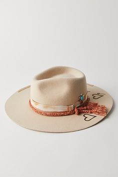 *The* perfect finish to add to absolutely any ‘fit, this effortlessly essential hat is featured in a wide brimmed silhouette and staple felt fabrication with branding, braided rope, and turquoise-adorned charm for the ideal western-inspired touch. | Roundtop Brimmed Felt Hat by Mossant at Free People in Tan Trendy Brimmed Felt Hat For Rodeo, Women’s Hats, Chic Brimmed Felt Hat For Rodeo, Cowboy Hats For Women, Cream Western Felt Hat For Beach, Bohemian Felt Hat With Flat Brim For Western-themed Events, Boho Hat Outfit, Western Hats For Women, Western-style Felt Hat For The Beach