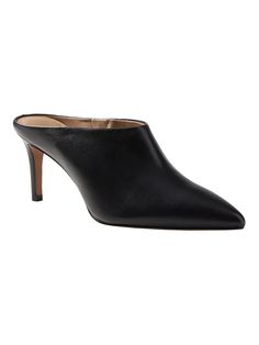 Mid-Heel Mule | Banana Republic Fall Evening Slip-on Mules, Sleek Closed Toe Mules For Work, Sleek Closed Toe Mules With Padded Heel, Sleek Mules With Padded Heel For Work, Sleek High Heel Mules With Branded Insole, Sleek High Heel Mules, Sleek High Heel Mules With Leather Sole, Sleek Business Mules With Almond Toe, Chic Synthetic Mules For Work