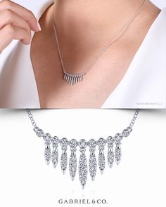 14K White Gold Fashion Necklace NK6196W45JJ #GabrielNY#DiamondJewelry#FineJewelry #GabrielAndCo#UniqueJewelry #DiamondJewelry#Jewelry #FineJewelry#FashionJewelry#UniqueJewelry#GiftIdeas#UniqueGifts #DiamondNecklace#GoldNecklace#WhiteGoldNecklace#GoldFashionNecklace#WhiteGoldFashionNecklace Coordinates Bracelet, Modern Necklace, Gold Fashion Necklace, Stylish Necklace, Dream Engagement Rings, Modern Necklaces, Ring Pendant Necklace, Timeless Jewelry, Girls Necklaces