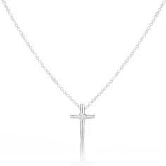 A traditional gift with distinction, the delicate Faith Diamond Cross Necklace is modern, symbolic jewelry for special and religious occasions. A rounded cross necklace set with a genuine 1pt diamond set on an adjustable chain to grow with her and represent her faith as she participates in important rites of passage throughout her young life. A beautiful necklace for newborns, given as a contemporary Baptism gift, her first Holy Communion jewelry or confirmation gift for a girl that can be worn Minimalist Crucifix Charm Necklace As Gift, Classic Cross Necklaces For Gifts, Minimalist Cross Pendant Necklace For Baptism, White Cross Necklace For First Communion, Minimalist Cross Pendant Necklaces For Baptism, Classic Cross Pendant Necklace As Gift, Minimalist Cross Necklace For Wedding, White Cross Necklace As A Gift, Minimalist Crucifix Necklace As A Gift