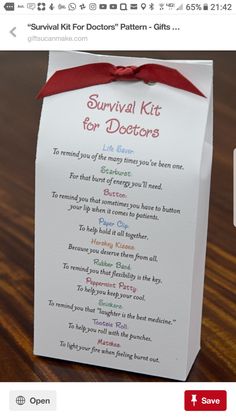 the survival kit for doctors is displayed on an instagramtion page, which appears to be posted on facebook