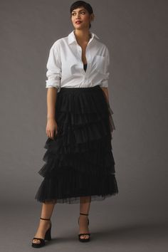 Rent Ruffled Tulle Midi Skirt from Nuuly. Pick 6 items for $98/month. Free shipping + returns. Tulle Skirts Outfit, Community Of Women, Tulle Midi Skirt, Bhldn Weddings, Style Mistakes, Black Fits, Petite Size, Skirt Outfits, Tulle Skirt