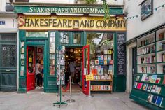 shakespeare and company bookstore in the middle of an open air area with lots of books on display