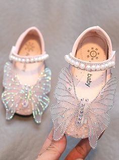 Girls Leather Shoes, Butterfly Shoes, Lace Butterfly, Kids Footwear, Kids Leather Shoes, Butterfly Kids, Cinderella Shoes, Pearl Details, Fairy Birthday