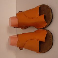 Open Toe Women Sandals Size 43 Closed In Back Buckle On The Side Brand New Never Been Worn The Color Is Close To An Orange Casual Summer Slingback Sandals With Toe Loop, Casual Slingback Sandals With Toe Loop For Summer, Adjustable Ankle Strap Sandals In Orange, Adjustable Ankle Strap Orange Sandals, Orange Open Toe Slingback Sandals For Summer, Casual Slingback Sandals With Toe Loop, Casual Yellow Slingback Sandals, Orange Flat Sandals With Buckle Closure, Adjustable Orange Sandals For Summer