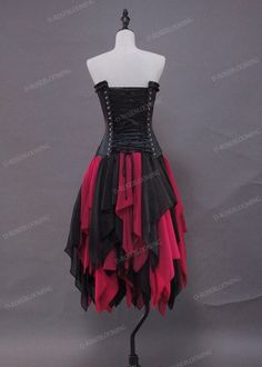 Black Red Short Gothic Party Dress D1040 - D-RoseBlooming Red A-line Dress For Costume Party, Red Sleeveless Corset Dress For Prom, Sleeveless Red Corset Dress For Prom, Red A-line Dress For Prom Season, Gothic Summer Prom Dress, Red Knee-length Prom Dress, Red Fitted Bodice Mini Dress For Prom, Red Evening Dress With Fitted Bodice For Night Out, Gothic Knee-length Dress For Costume Party