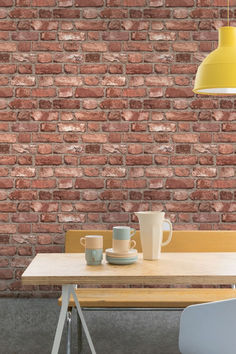 Brick Effect Vinyl Wallpaper Red Red Brick Wallpaper, Brick Pattern Wallpaper, Brick Effect Wallpaper, House Brick, Contemporary Wallpaper Designs, Go Wallpaper, Chimney Breast