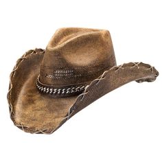 Stampede Hats - Black Stained Cowboy Hat w- Chain Hat Band Unsure of what a Dropship item is? Click this link so you are fully informed prior to your purchase! Stampede Hats - Black Stained Cowboy Hat With Chain Hat Band Bring some Wild West charm into your wardrobe with this cowboy hat with a chain band from Stampede Hats. This stained brown and black cowboy hat with chain details and stunning leatherwork is the perfect solution for upgrading your style and protecting yourself from the sun. Made from tightly woven Bangora straw, this cowboy hat is built to last and impress for many years to come. Wear a Black Stained Cowboy Hat for a Unique Look Featuring a traditional western straw cowboy hat shape, this brown and black cowboy hat from Stampede Hats is anything but ordinary when it comes Black Cowboy Hat, Protecting Yourself, Black Cowboys, Outback Hat, Felt Cowboy Hats, Chapeau Cowboy, Straw Cowboy Hat, Black Cowboy, Cowboy Style