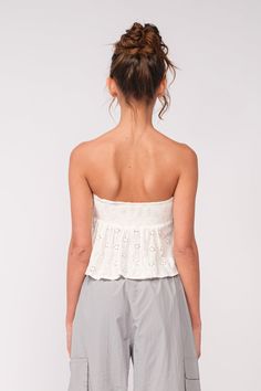 The Coastal Babe White Eyelet Strapless Top is the perfect summer top! Lightweight white eyelet fabric, shapes this crop top with a strapless neckline and a flowy flounce overlay. DETAILS & CARE Rayon/Lining: Polyester. Hand Wash Cold. Imported. Overlay Top, Boho Pink, Eyelet Fabric, Strapless Neckline, Eyelet Top, Closet Door, Pink Boho, Flowy Top, White Eyelet